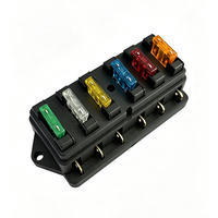 Boîtier de fusibles DC 6 voies 12V-32V étanche avec couvercle, distribution d'alimentation 6 circuits pour voiture, camping-car, caravane