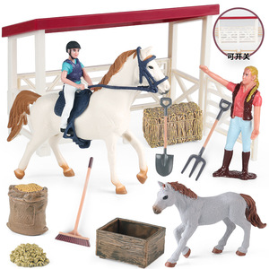 yxs Jouets de rôle cognitifs transfrontaliers pour enfants, ensemble de scènes de ferme avec modèles d'animaux simulés (cheval, chevalier, écurie, ranch, clôture) - Product Image 2