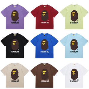 T-shirt décontracté unisexe à manches courtes, coupe ample, motif tête d'orang-outan et requin, version haut de gamme, pour le commerce transfrontalier en gros - Product Image 2