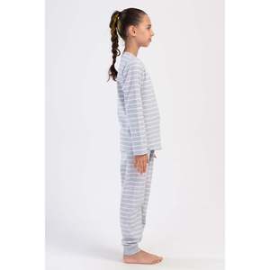 Ensemble de pyjamas à manches longues et col rond pour filles de 2 ans avec poignets ovales - Disponible en tailles 7-8 et 13-14 - Product Image 3