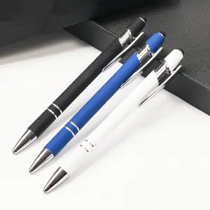 Metall-Stift-Kugelschreiber edel und einzigartig weiß mit weichem Kautschuk individuelles Logo Werbegeschenk 2-in-1-Bildschirm-Gläser-Fabrik