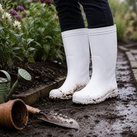 Bottes de sécurité unisexes en PVC blanc, mi-mollet, imperméables, résistantes aux produits chimiques, antidérapantes, avec embout en acier, pour l'industrie alimentaire
