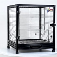 Cage à oiseaux de petite taille pour perroquets, design anti-évasion, finition noire anodisée, en alliage d'aluminium et acrylique, DIY pour calopsites