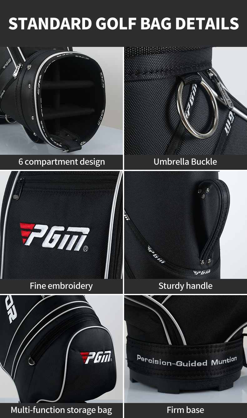 PGM QB005 Custom Black Nylon Golf Cart Bag Men's Staff Golf Bag企业官网
