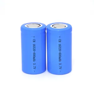 Rechargeable Lithium Ion Battery 16320 600mah 3.7V High Capacity with flat head li-ion battery 3.7v sound equipment