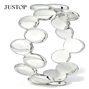 JUSTOP 925 Silver Plated Cocktail <b>Ring</b> Geometric Design Unisex Modern Fashion Jewelry Daily Wear <b>Plain</b> Band <b>Ring</b> - Product Image 3