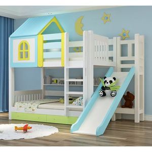 <span class=keywords><strong>Cama</strong></span> <span class=keywords><strong>Doble</strong></span> de Madera <span class=keywords><strong>Montessori</strong></span> Simple con Forma de Casa Europea, Literas para Niñas de Dos Niveles - Product Image 2