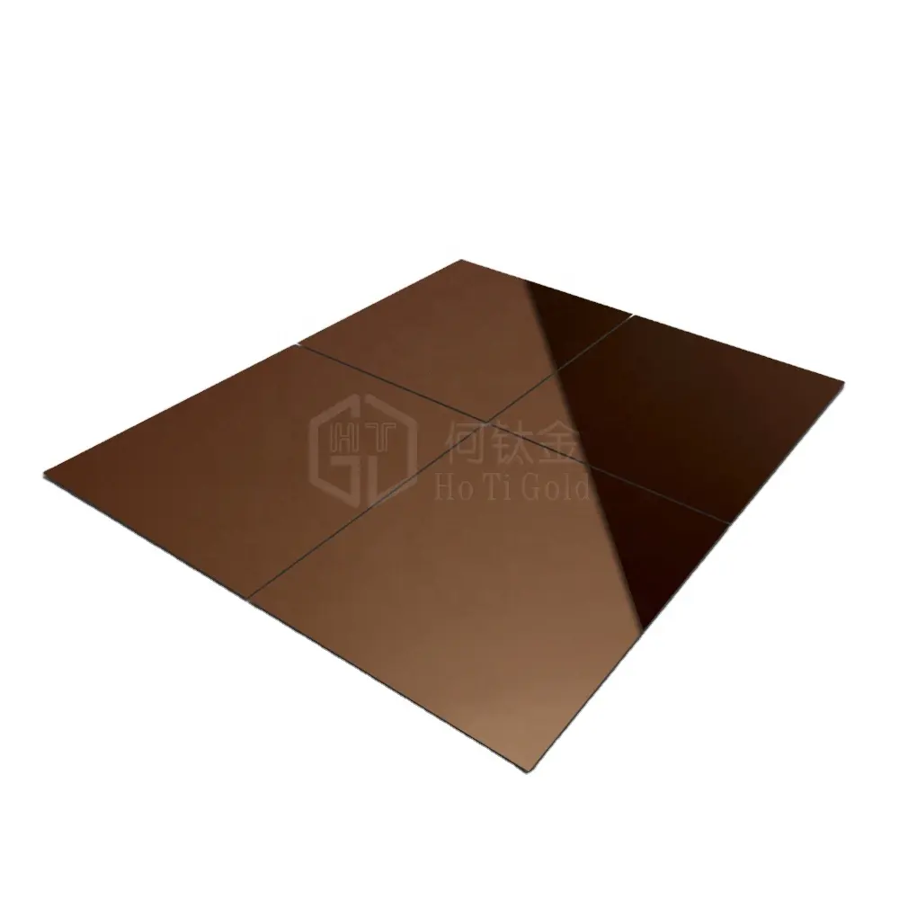 304 PVD coating 8k mirror brown polished color stainless steel High quality embossed plates factory stainless steel price