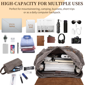 <strong>Wholesale</strong> Luxury Unisex Personalized Vintage Daily Laptop <strong>Backpack</strong> with Cotton Lining Waterproof Waxed Canvas Student <strong>Backpack</strong> - Product Image 4