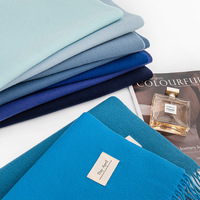 Écharpe en cachemire douce et chaude pour l'hiver, vente en gros directe d'usine, couleur unie bleue, écharpes en polyester bon marché pour la promotion en magasin