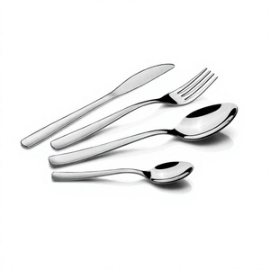Línea Martillado Color Plata Cuchara Tenedor Cuchillo y Bebé Cuchara 4 Pcs Cubiertos Linea Acero Inoxidable Con Diseño a Precio Mayorista - Product Image 1
