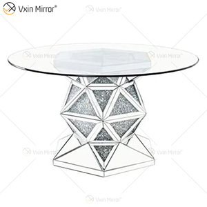 2020 nuovo Disegno WXF-160 Schiacciato Diamante Rotondo Argento <span class=keywords><strong>Tavolo</strong></span> <span class=keywords><strong>Da</strong></span> <span class=keywords><strong>Pranzo</strong></span> <span class=keywords><strong>con</strong></span> <span class=keywords><strong>tavolo</strong></span> <span class=keywords><strong>in</strong></span> <span class=keywords><strong>vetro</strong></span> Temperato top - Product Image 2
