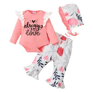 Ready to Ship baby girls' clothing sets Long sleeve 3Pcs new born baby set clothes baby clothes for girls
