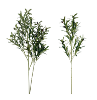 Tige de verdure artificielle de luxe écologique, longue, vert olive, 95 cm, avec olives noires, pour arrangements floraux, vases de maison et tables de cérémonie