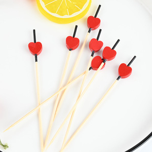 Piques à <span class=keywords><strong>cocktail</strong></span> en bambou en forme de cœur personnalisables, écologiques, jetables, pour sandwichs aux fruits - Product Image 2