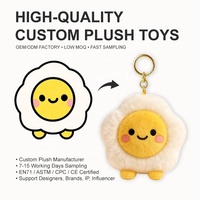Porte-clés en peluche personnalisé OEM Sunny Side Egg, jouet en peluche en tissu doux, jouet en peluche alimentaire personnalisé pour la promotion des restaurants et les cadeaux