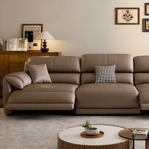 Divano multifunzione in pelle a tre posti in vera pelle <span class=keywords><strong>Design</strong></span> minimalista leggero di lusso estensibile per salotti domestici - Product Image 3