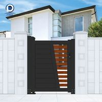 Portail latéral battant moderne en acier inoxydable et aluminium, grand treillis perforé, design perforé, pour entrée piétonne, idéal pour villa et jardin