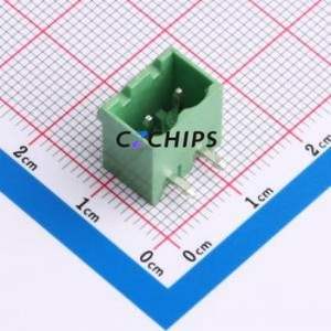 DB2ERC-5.0-2P-GN Plug-in Terminal Block Bent Lead Through Hole,P=5mm Connector Board-to-Board / Socket - Closed 1x2P 5mm Green - Product Image 1