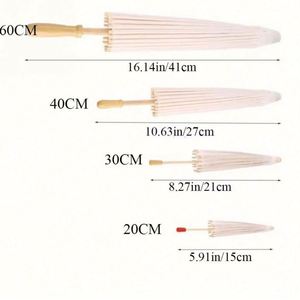 Sombrillas de papel de bambú chinas DIY, tradicionales, rústicas, para fotografía, bodas, con mango de madera tallado a mano, para bebé - Product Image 4