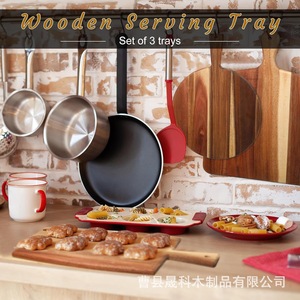 Wooden Deli Board With Handle Rectangle Acacia Cutting Board For <b>Kitchen</b> Party Steak Plate - Product Image 3
