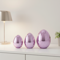 Ornement décoratif en verre en forme d'œuf, résistant à la chaleur, avec finition électrolytique, personnalisable pour la décoration de table et de la maison (vente en gros)