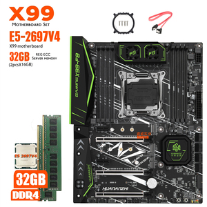 Huananzhi X99 F8 X99 Bo mạch chủ với <span class=keywords><strong>Intel</strong></span> <span class=keywords><strong>Xeon</strong></span> <span class=keywords><strong>E5</strong></span> <span class=keywords><strong>2697v4</strong></span> với 2*16GB = 32GB DDR4 2133MHz REG ECC Bộ nhớ Combo Kit Set NVMe - Product Image 1
