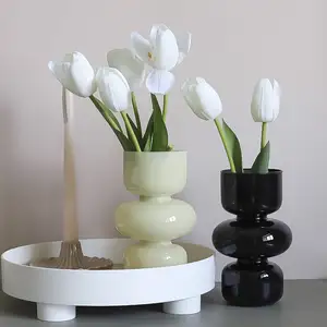 NISEVEN 2 pièces/ensemble trois couches verre Funky Vase Table fleur décor 7 pouces verre coloré bulle Vase hydroponique fleur Vase