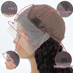 Brazilian <b>Deep</b> <b>Wave</b> Lace Front <b>Wig</b> Transparent Lace Natural Black 150% Density Long Human Hair <b>Wig</b> for Women - Product Image 3
