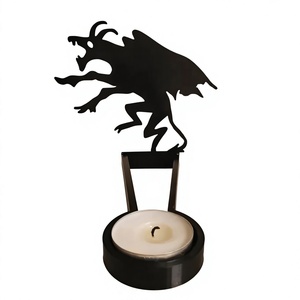 Porte-bougie chauffe-plat en métal en forme de chauve-souris noire pour décorations d'Halloween - Product Image 1