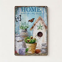 Plaque Métallique Vintage de Jardin, Rectangulaire, Imprimée, Effet Vieilli, Décoration Murale pour Ferme et Patio