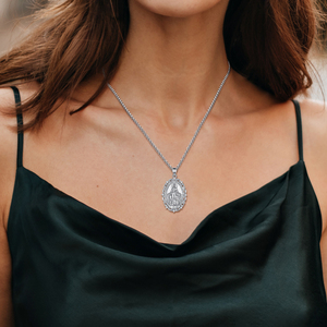 Collier pendentif Vierge Marie en cuivre plaqué or Merryshine, amulette chrétienne, médaille, zircone cubique, bijoux religieux - Product Image 6