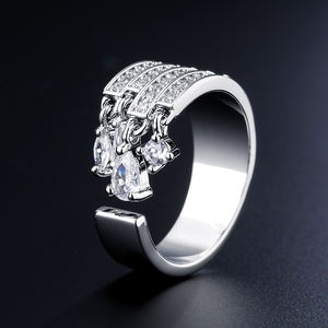 RAKOL RP5047 goutte d'eau pendentif mode réglable Unique argent plaqué bijoux anneau ouvert - Product Image 4