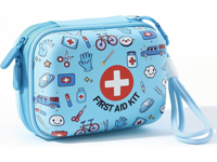 Trousse de premiers secours pour enfants en étui rigide EVA, sac médical portable pour enfants avec double fermeture éclair et mousqueton, logo personnalisé