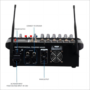Console de mixage audio professionnelle 6 canaux avec amplificateur intégré 300W, 2 micros sans fil, contrôleur <span class=keywords><strong>DJ</strong></span> et console musicale - Product Image 5