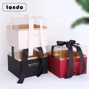 Tondo kotak rangkaian bunga pencuci mulut, 3 warna 20*20*14cm persegi kualitas tinggi