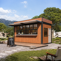 Moderner Vorgefertigter Holzoptik-Verkaufskiosk Modularer Kaffeestand mit Servicetresen