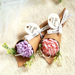 LANJO Mini Carnation Flower Bouquet Scented Candle Wedding Favors & Gift for Valentine's Day Mother's Day Birthday - Product Image 2