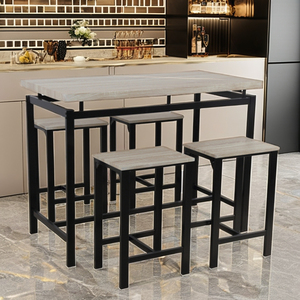 Ensemble de meubles de bar en bois de style antique table haute et chaises pour salle à manger ou cuisine panneau haut <span class=keywords><strong>comptoir</strong></span> en bois - Product Image 4