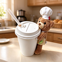 Nouveau Porte-gobelet Ours Chef Personnalisé en Peluche, Ornement en Peluche Ours en Peluche pour Décoration de Tasse à Thé Boba ou à Café, Idéal pour Cadeau en Magasin de Détail