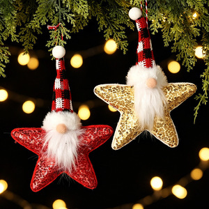 Gnome Pohon Natal Buatan Tangan, Dekorasi Pohon Natal Mini yang Lucu, Gnome Kecil Berpayet, Ornamen Bintang Gnome Natal - Product Image 1