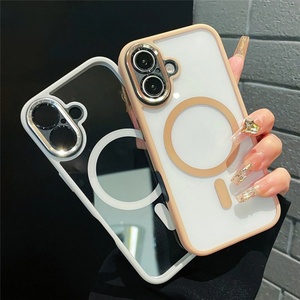 <b>For</b> iphone 17 Metal <b>Camera</b> Lens Transparent Phone case Tpu <b>Pc</b> Acrylic+tpu Bumper Shockproof Frame Cover - Product Image 3