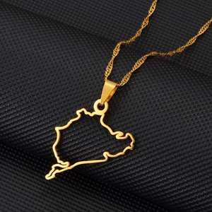 Collar con Colgante de <span class=keywords><strong>Circuito</strong></span> de Nurburgring, Joyería Minimalista Popular de Inspire Jewelry, Chapado en Oro de 18K, Joyería de Automovilismo, Pista de <span class=keywords><strong>Carreras</strong></span> - Product Image 3