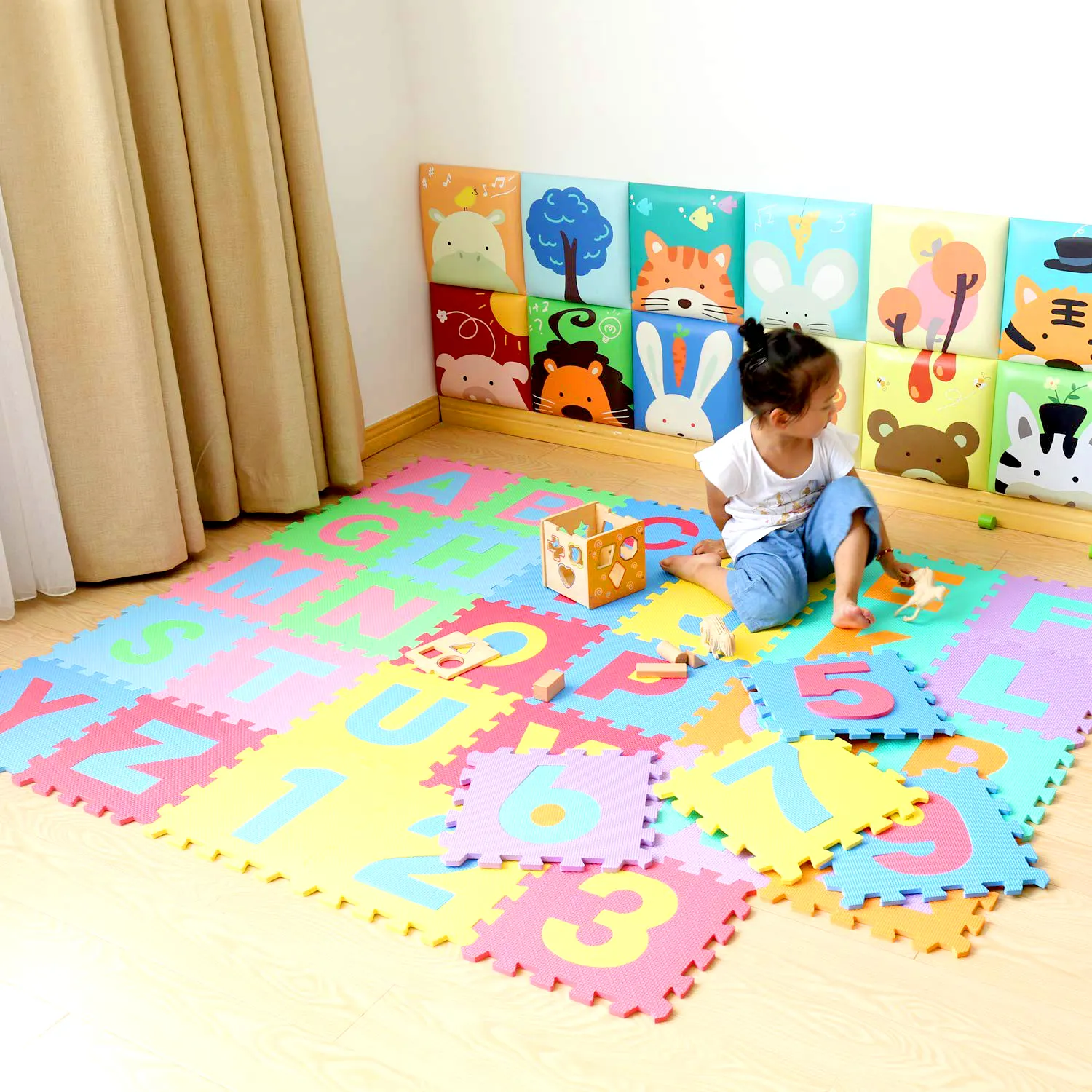 Puzzle Angka Huruf L Anak-anak, Karpet Lantai Merangkak Teka-teki Anak-anak Alfabet Mainan Pendidikan Anak-anak