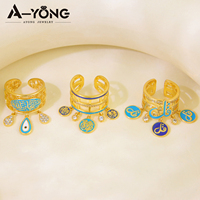 AYONG Offre Spéciale 2025 Bijoux Vintage Arabe Musulman 18k Plaqué Or Bijoux Ouvert Bracelet et Bague Ensembles pour Dames