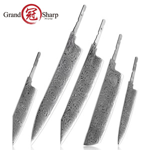 Kit de fabrication de couteau de chef DIY en acier Damas 67 couches pour Dropshipping Shopify, avec lame pleine longueur, projet de forgeage semi-fini - Product Image 1