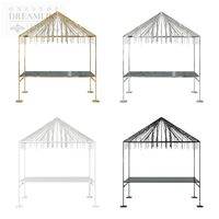 Ensemble de table longue de banquet de mariage en acier inoxydable doré de luxe avec canopy, pour la location d'événements, fournisseur, commande en gros, OEM, ODM, ROI élevé