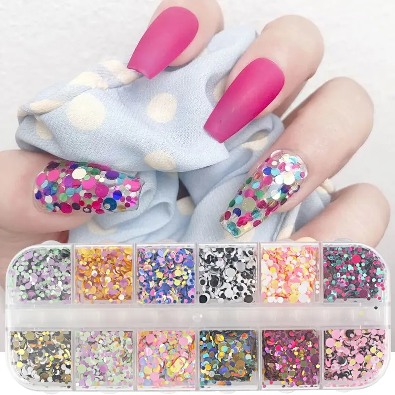 Colorful Sequins Laser Flakes Dots Glitter Patch Tips DIY Accessories Flat For Nails Art Manicure Wedding Decoration Confetti
