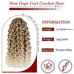 Extensiones de Cabello Sintético <span class=keywords><strong>GoGo</strong></span> Curl de 12 Pulgadas, Fibra de Proteína, para Trenzado con Crochet, Doble Trama, Empaque Personalizable, Ondas de Agua - Product Image 4