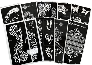 เฮนน่าวางร่างกายสีเพ้นท์มือด้านหลังนิ้วสติกเกอร์รอยสักแม่แบบกลวงเพ้นท์สีเฮนน่า - Product Image 6